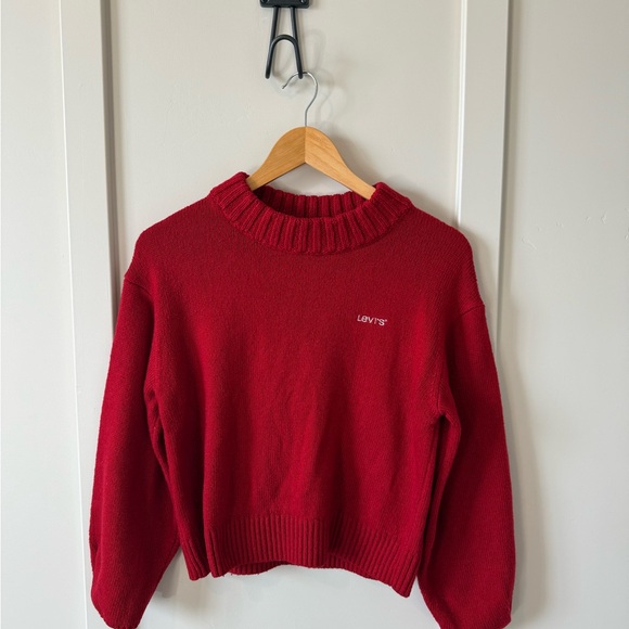 Levi's Sweaters - Levis Womens Red Knit Crew Neck Logo Sweater Small
